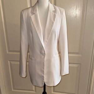 Long Classic White Women's Blazer - Size Large